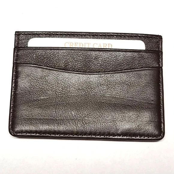 Nordstrom Leather Card Holder Wallet Brown Embossed - Picture 2 of 3